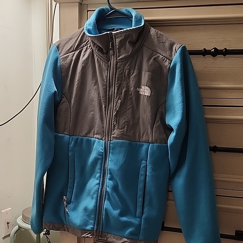 The North Face Teal and Charcoal Fleece Jacket